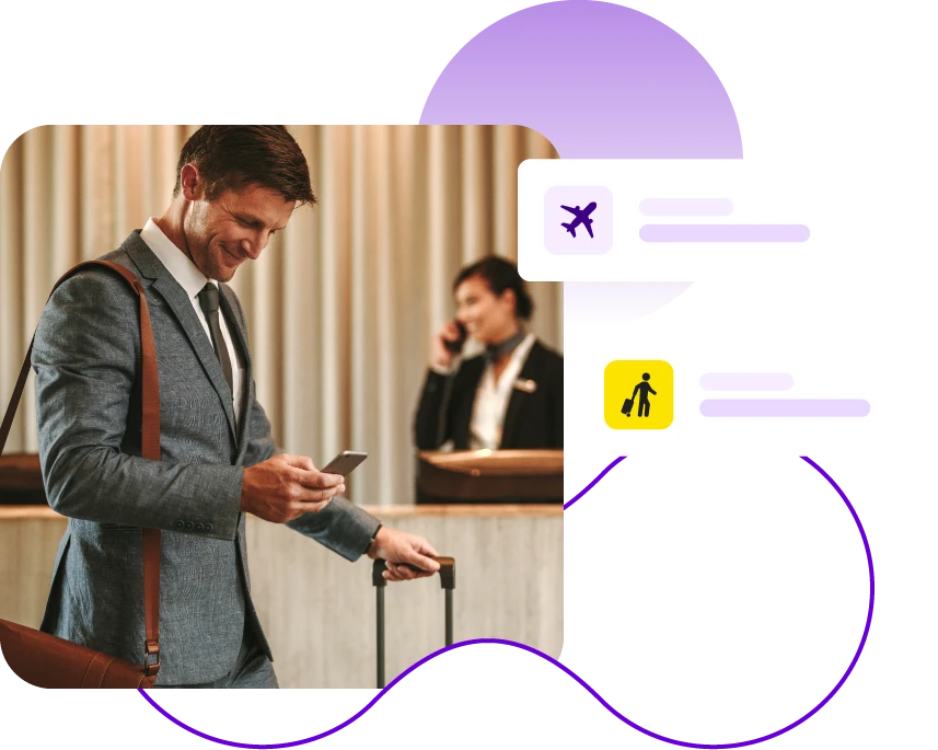 Man with suitcase travelling